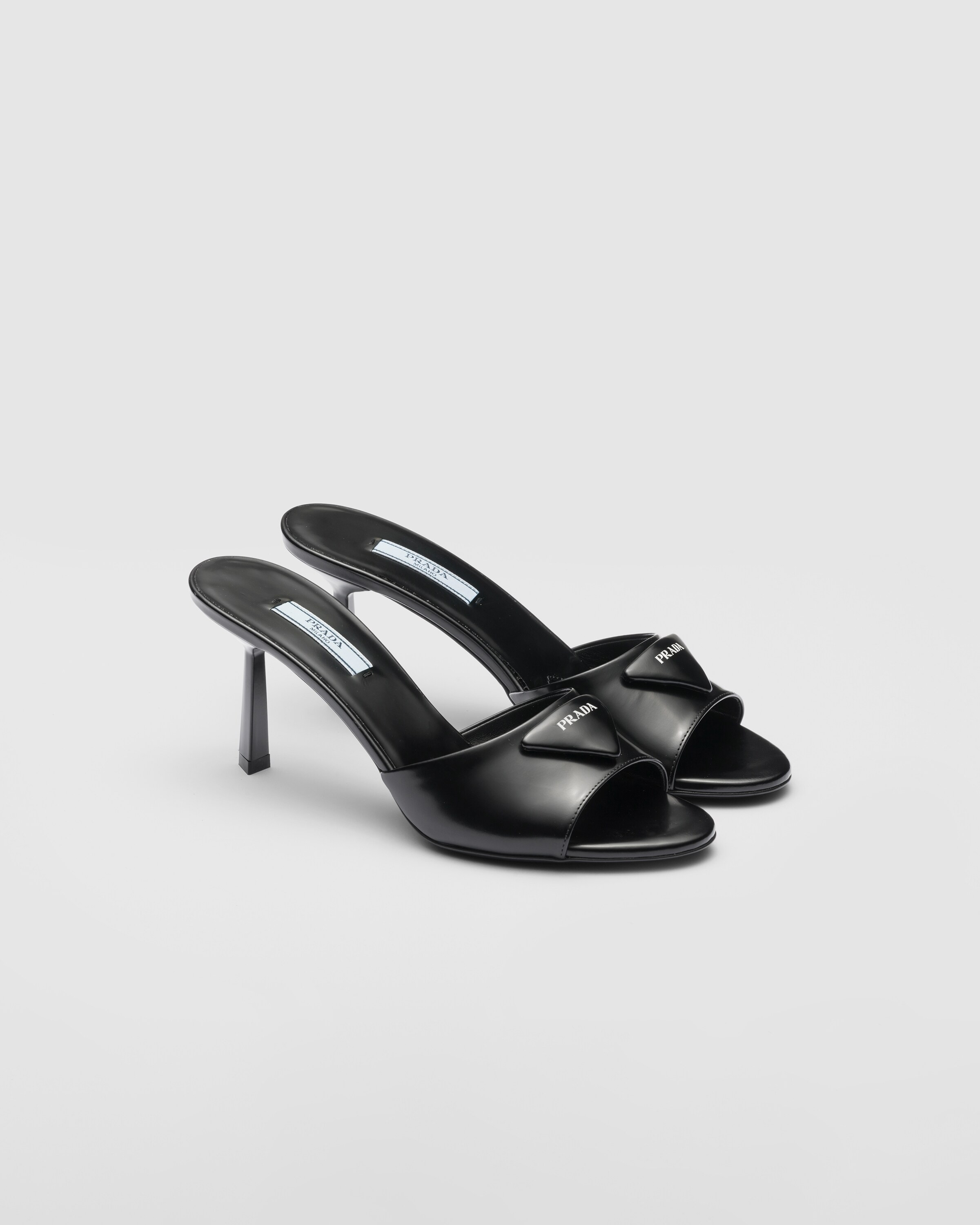 Brushed leather sandals | Prada Spa US