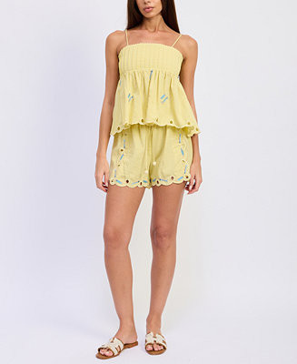 Women's Elastic Waistband Self-Tie Shorts | Macy's