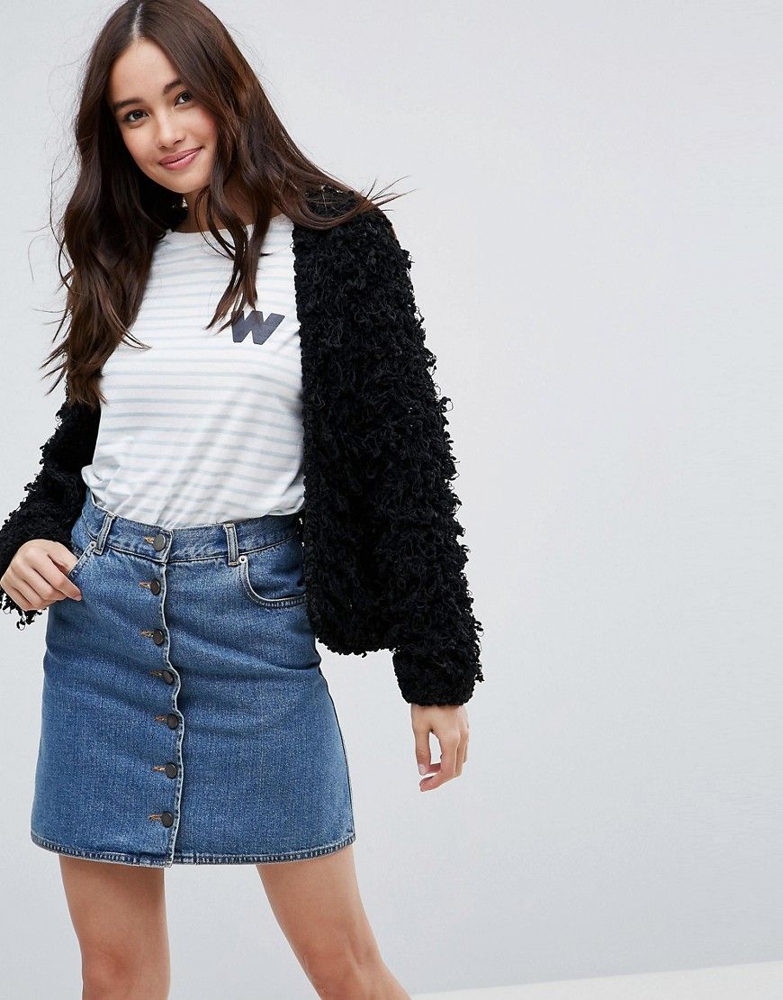 ASOS Cardigan in Crop with Loop Stitch - Black | ASOS US