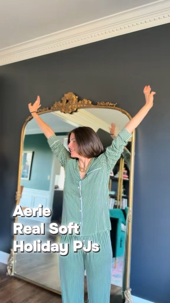 Aerie Set New Holiday PJs and the Real Soft ones happen to be my favorite!  

Recommend these for moms — we are always running around after our kids and this fabric is cool to the touch. 

Also if you had a baby recently- this is a great postpartum set too!  Or honestly when you’re pregnant! 

#LTKOver40 #LTKBump #LTKFindsUnder100