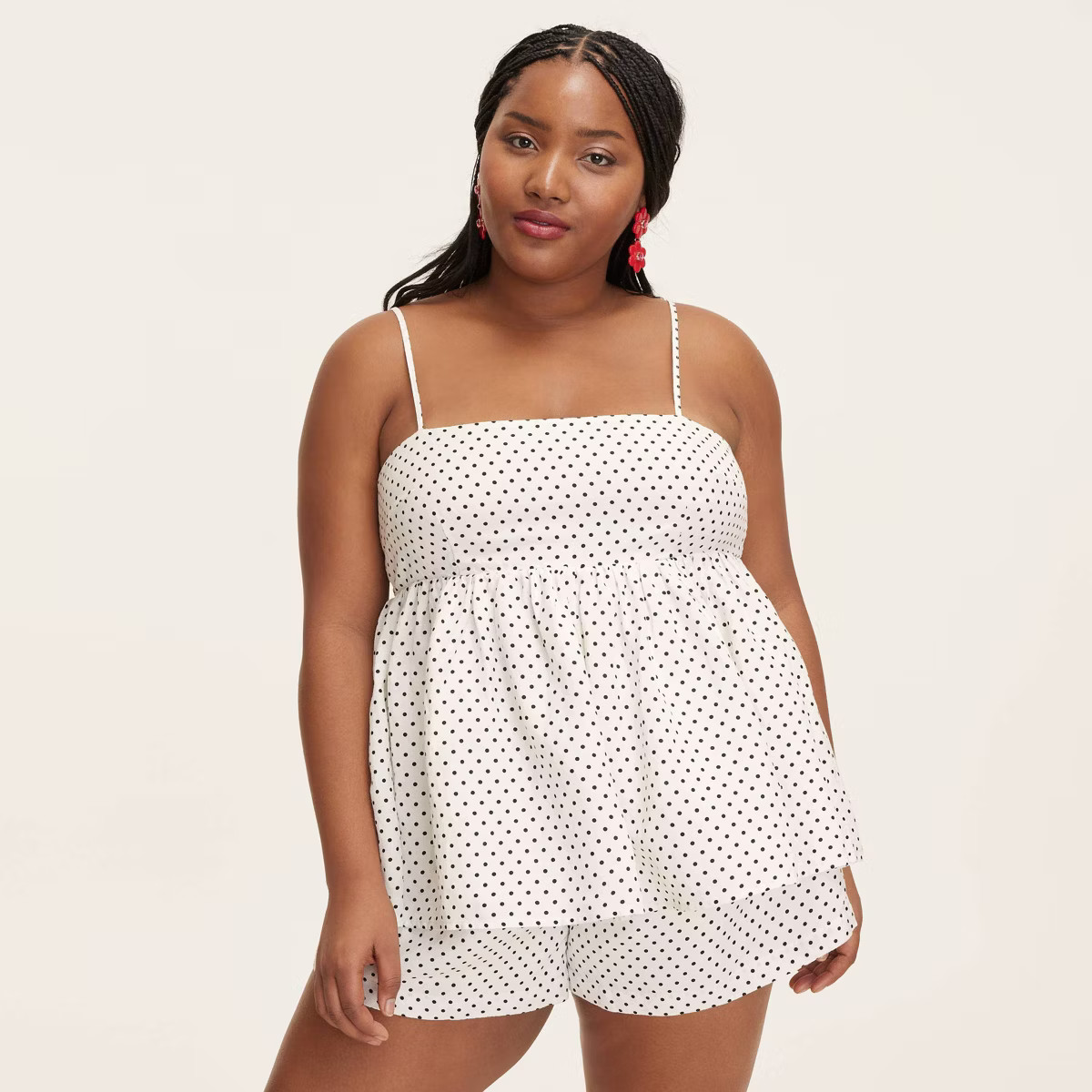 Women's Mini Polka Dot Linen Baby Doll Tank Top - kate spade new york x Target Cream/Black | Target
