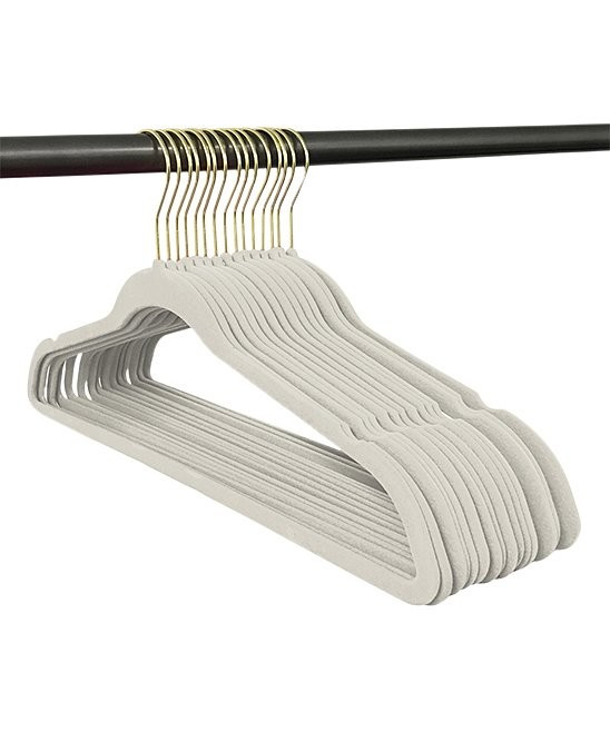 Closet Complete Hangers ivory - Ivory Gold-Hook Velvet Hangers - Set of 50 | Zulily