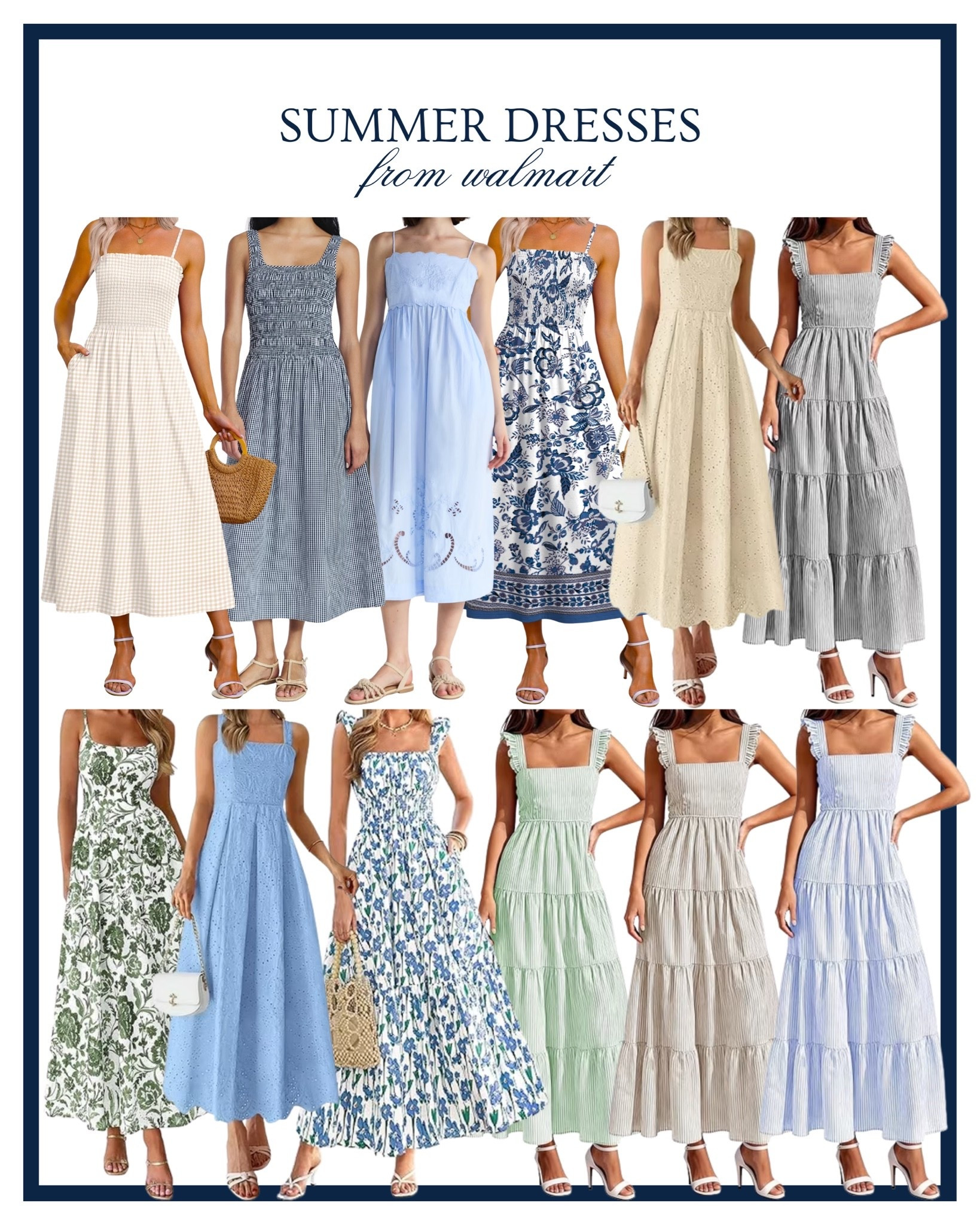 Walmart summer dresses! Such an affordable price point for all of these pretty summer dresses from Walmart 🤍 Coastal style, summer dresses, Walmart fashion, Walmart style