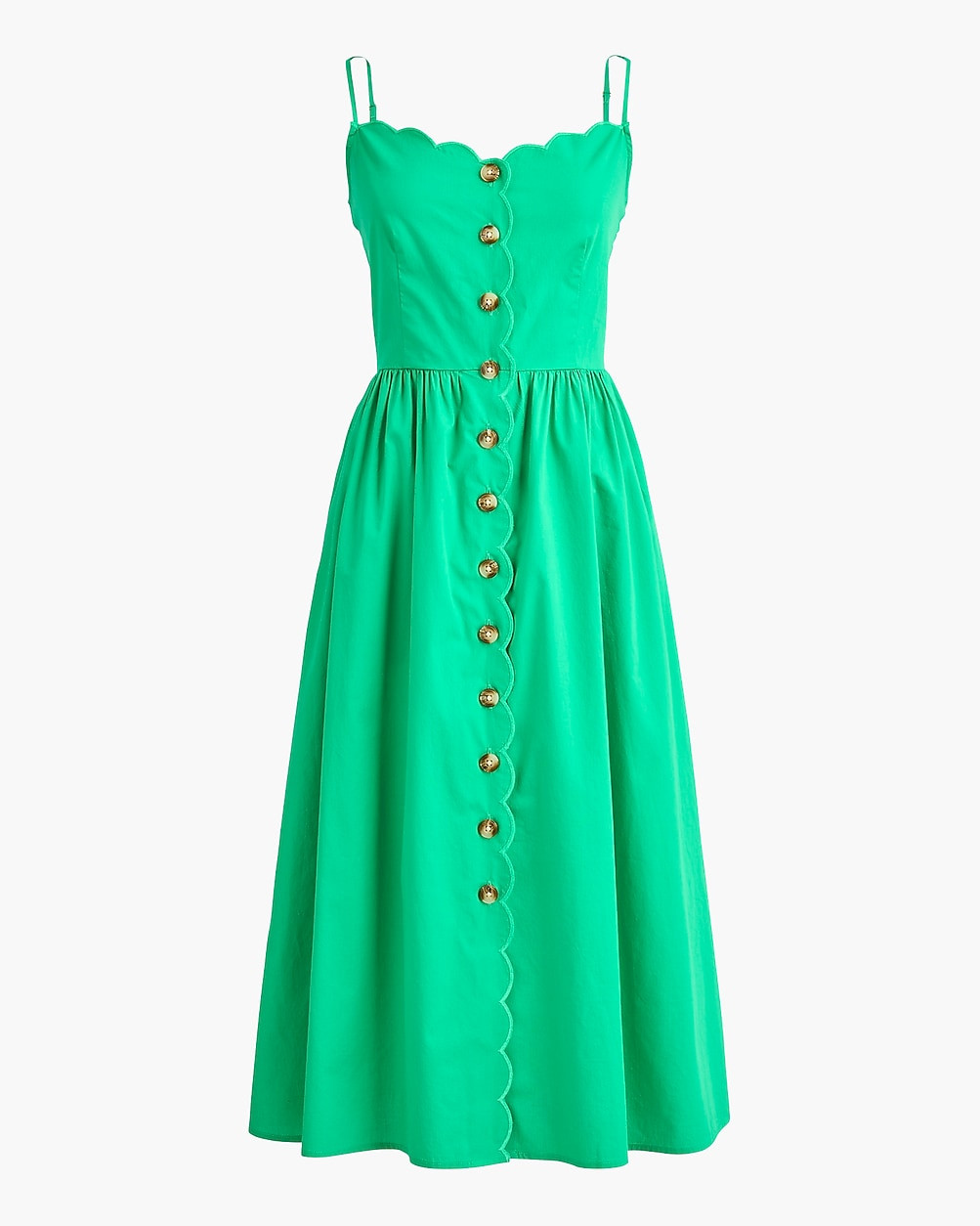 Scallop-trim button-front midi dress | J.Crew Factory