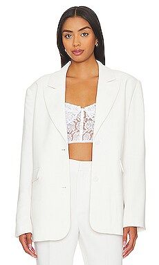Good American Suiting Boyfriend Blazer in Ivory001 from Revolve.com | Revolve Clothing (Global)