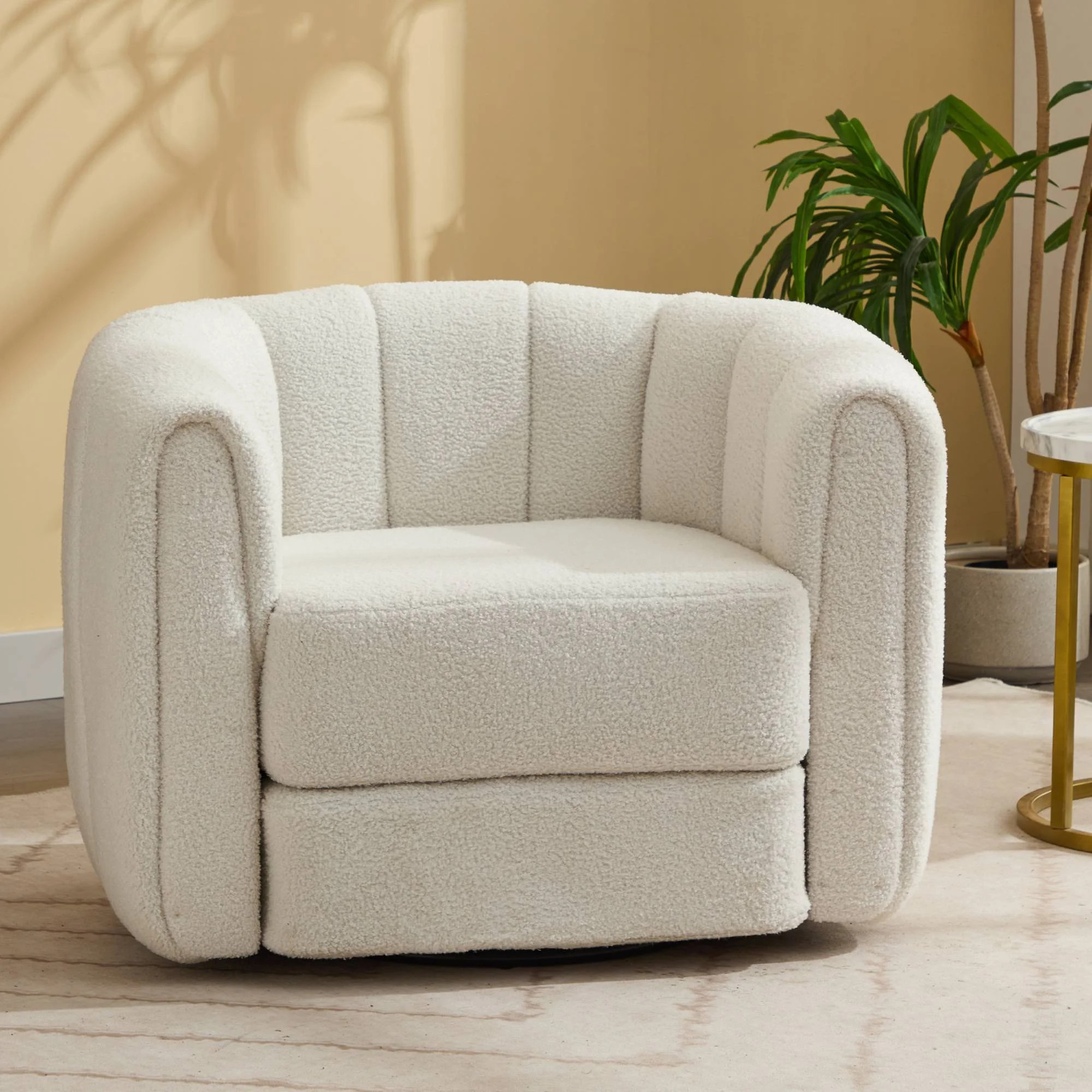 Swivel Accent Chair Modern Round Barrel Chair Comfy Velvet Reading sofa chair Armchair For Living... | Walmart (US)