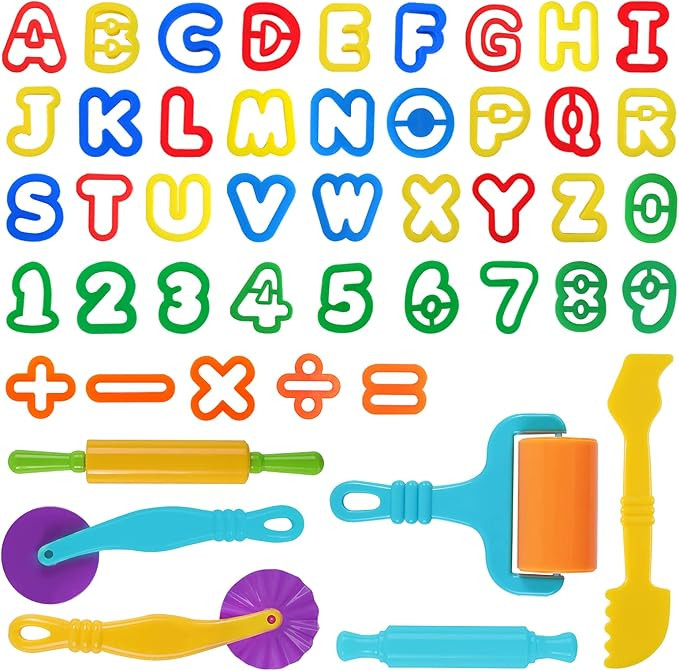 Oun Nana Dough Tools Play Dough Cutters, Various Shapes Include of Letters, Numbers, Symbols (47 ... | Amazon (US)