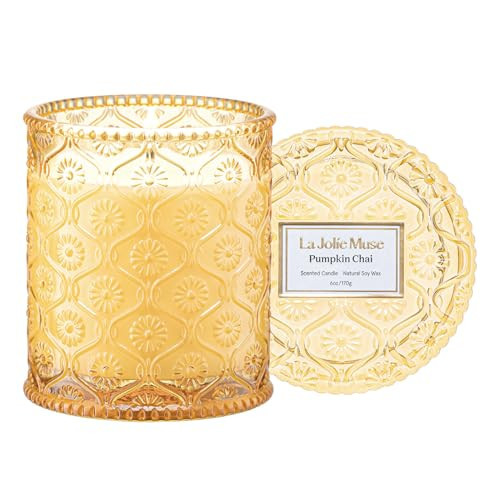 LA Jolie Muse Fall Candles, Pumpkin Chai Scented Candle, Natural Soy Candle, Autumn Candle Gift, Luxury Candles Gifts for Women & Men, House Warming Gift | Amazon (US)