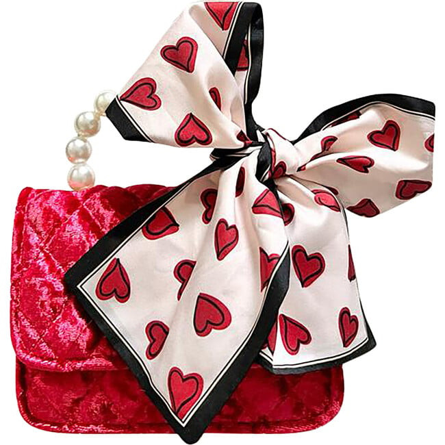 Purse with Heart Scarf, Red | Maisonette