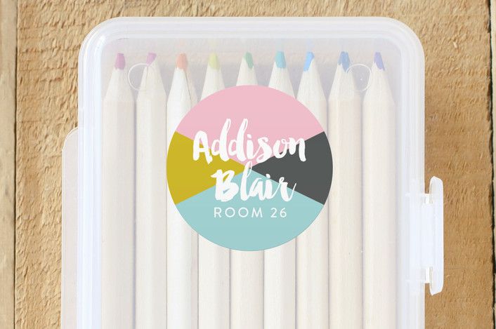 "Venice Brush" - Customizable Custom Name Labels in Pink by Abby Munn. | Minted