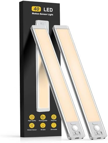10inch Under Cabinet Lighting, 2 Pack Rechargeable Motion Sensor Light Indoor, 5 Levels Dimmable ... | Amazon (US)