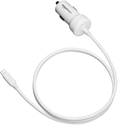 Amazon Basics Straight Cable Lightning Car Charger, 5V 12W, 3 Foot, White | Amazon (US)