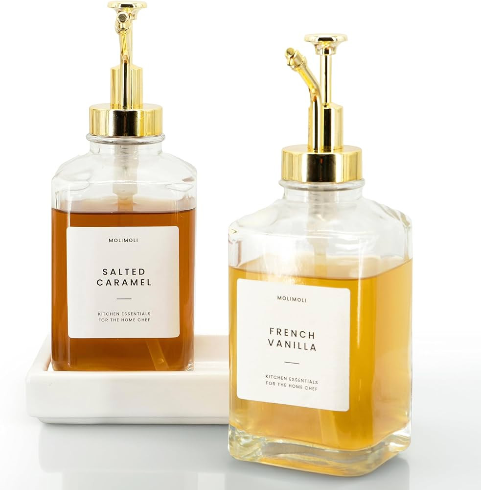 Molimoli Square Coffee Syrup Dispenser for Coffee Bar, Coffee Pump Dispenser, Glass Syrup Bottle ... | Amazon (US)