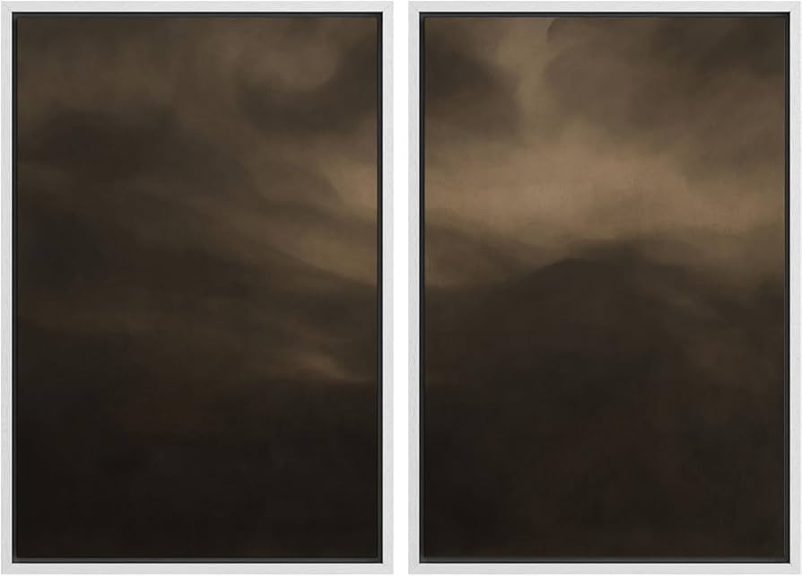 SIGNFORD Framed Canvas Print Wall Art Set Moody Misty Landscape Soft Brown and Gray Hues Illustra... | Amazon (US)