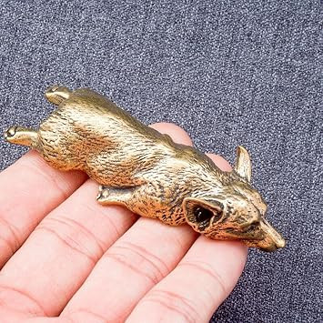 TEAMWILL Small Brass Metal Statue Ornament Animal Figurines Figurine House Office Table Decoration (Corgi Dog) | Amazon (US)