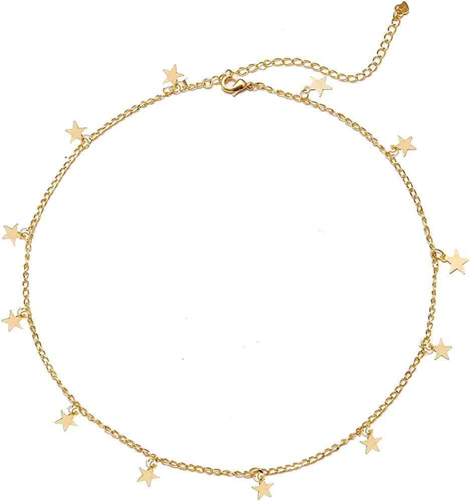 YANCHUN Star Necklace Gold Choker Necklace for Women Layer Necklaces for Teen Girls Gift | Amazon (US)