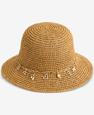 Charm Trim Paper Crochet Bucket Hat | Macy's