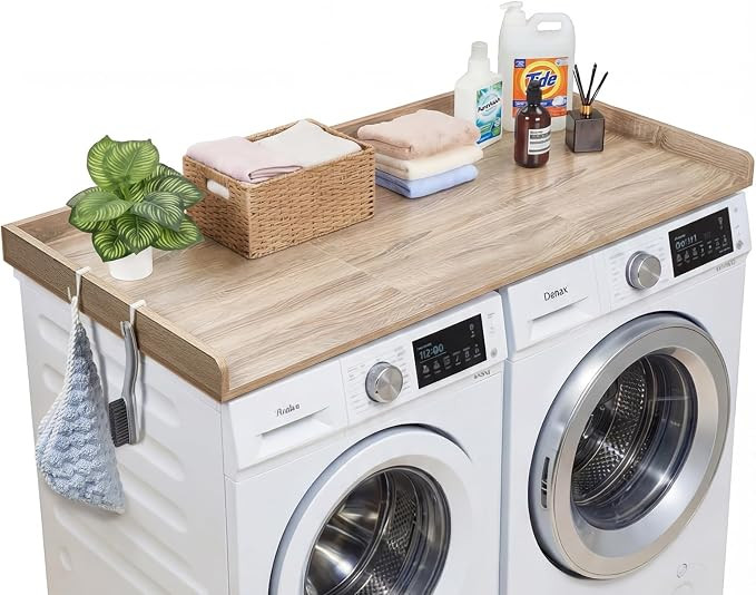 VEVOR Washer Dryer Countertop, 54 x 27.5 in Wooden Washer and Dryer Topper with Edge & 2 Hooks, W... | Amazon (CA)