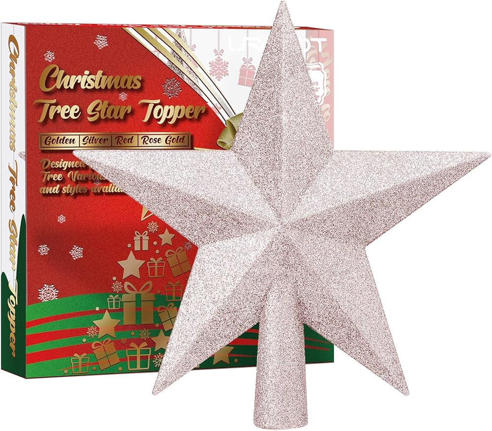 URATOT Glittered Christmas Star Tree Topper Christmas Decorative Holiday Treetop Shatterproof Sta... | Amazon (US)