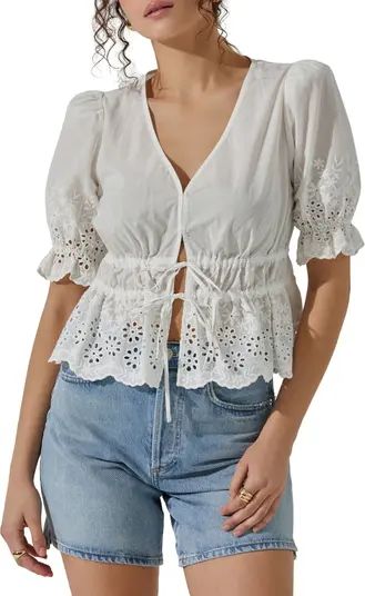 Eyelet Tie Front Cotton Top | Nordstrom