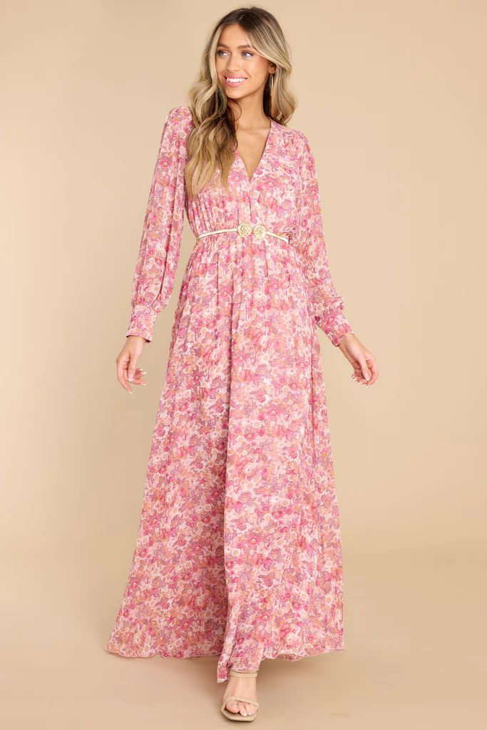 No Love Lost Pink Floral Print Maxi Dress | Red Dress 