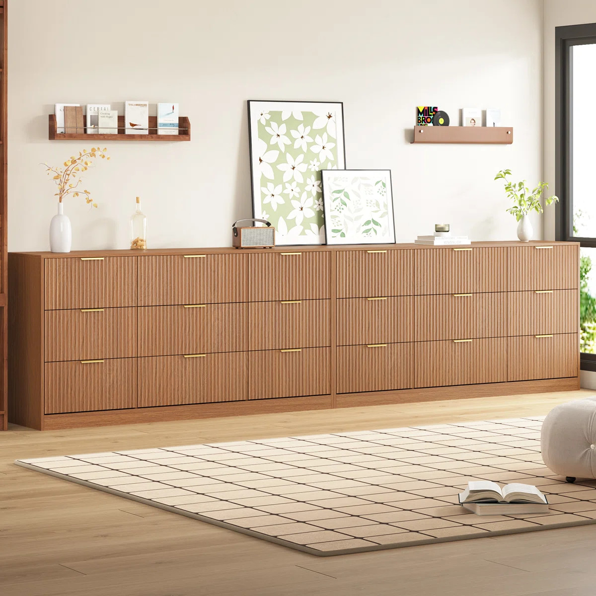 Fluted Dresser For Bedroom With 9 Drawers, 63" Wide Modern Chest Of Drawers With Metal Handle | Wayfair North America