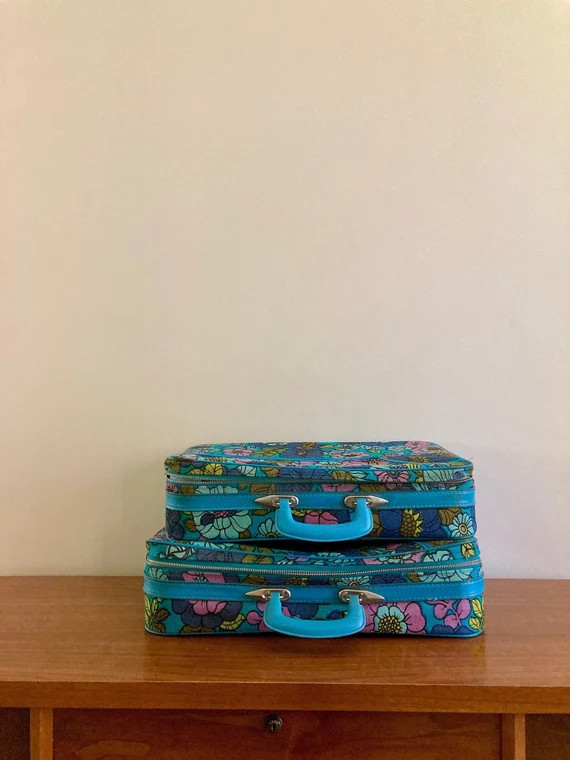 SET  2 Mod Floral Suitcases  Vintage Child's Luggage  | Etsy | Etsy (US)