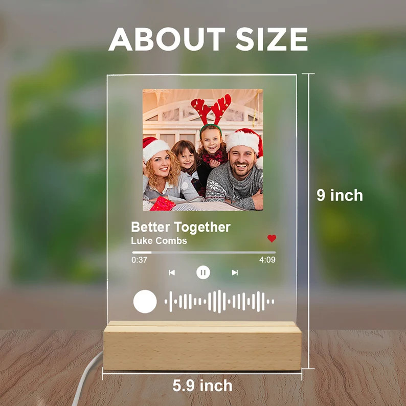 Personalized Acrylic Song Plaque Christmas Gift Custom Song Album Cover Scannable LED Night Light... | Etsy (US)