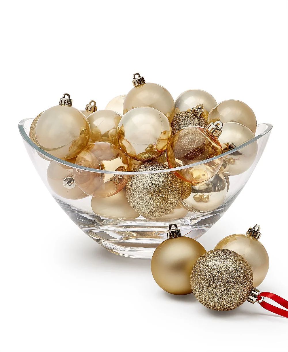 Holiday Lane Set of 30 Assorted Shatterproof Ball Ornament, Gold | Walmart (US)