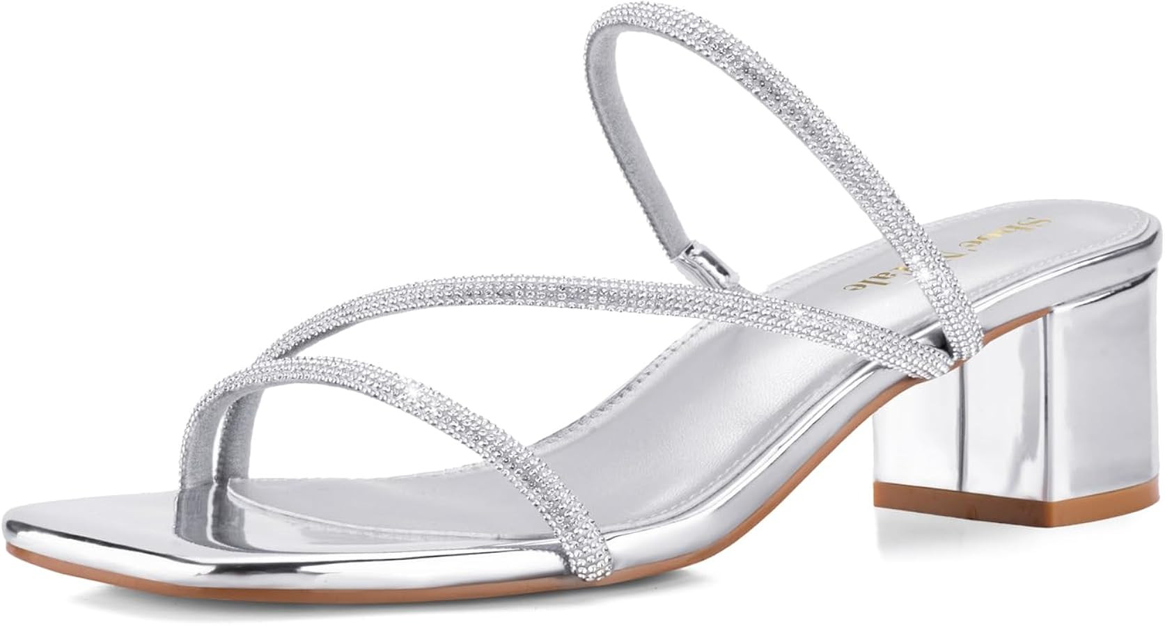 Shoe'N Tale Strappy Heels For Women Low Chunky Block Heel Heeled Sandals Square Open Toe Slip On ... | Amazon (US)