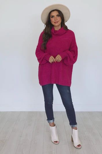 Haven't You Heard Fuchsia Turtleneck Sweater FINAL SALE | Pink Lily