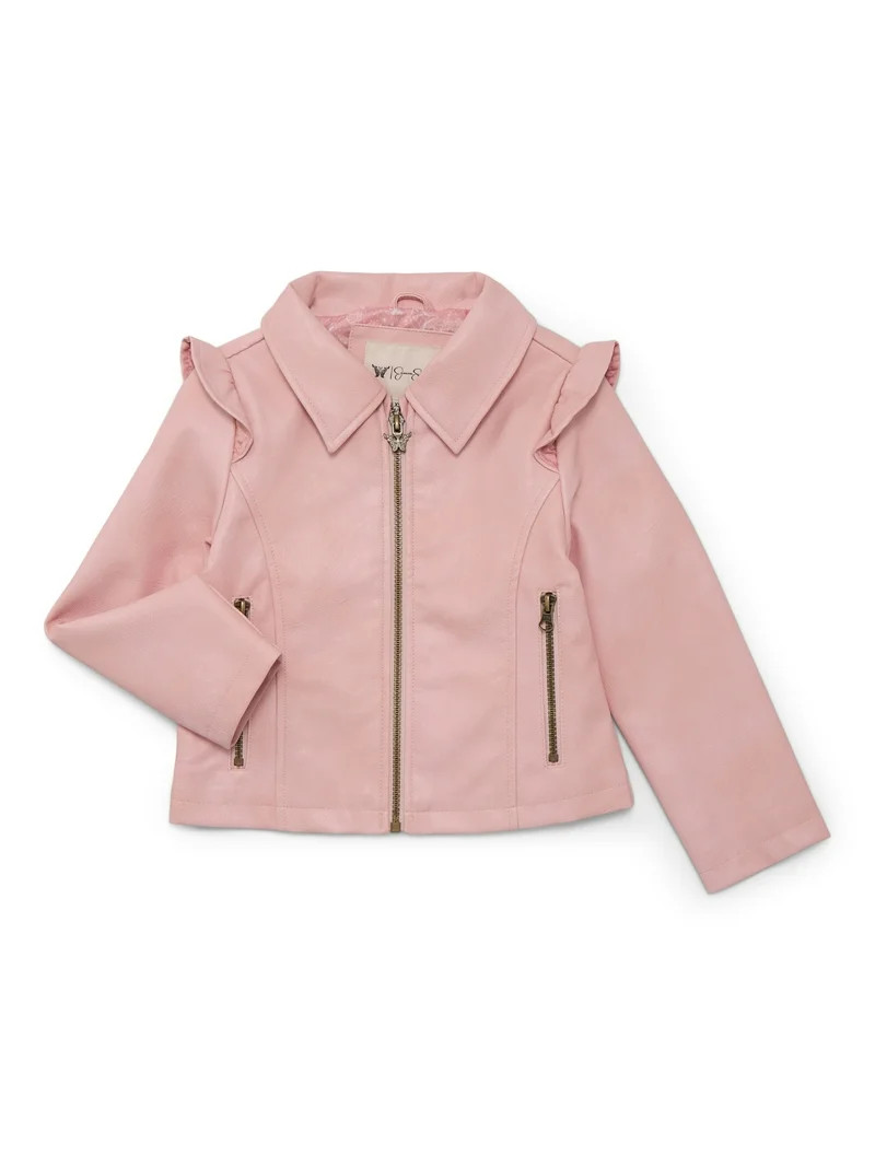 Jessica Simpson Girls Faux Leather Ruffle Moto Jacket, XS-2XL - Walmart.com | Walmart (US)