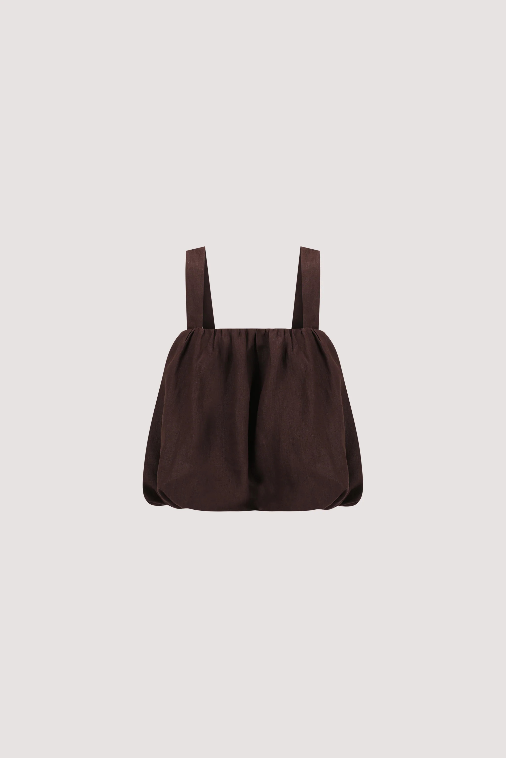 RAVELLO BURNT CHOC LINEN BUBBLE TOP | DISSH