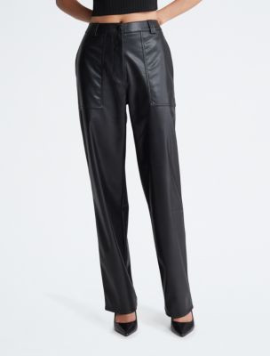 Faux Leather High Rise Straight Leg Pants | Calvin Klein | Calvin Klein (US)