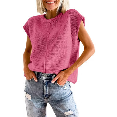 Womens Cap Sleeve Crewneck Sweater Vest Sleeveless Knit Tank Tops Cute Lightweight Pullover Sweater | Target