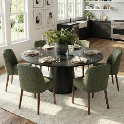 Dining Table Sets With Round Table & Upholstered Side Chairs | Wayfair North America