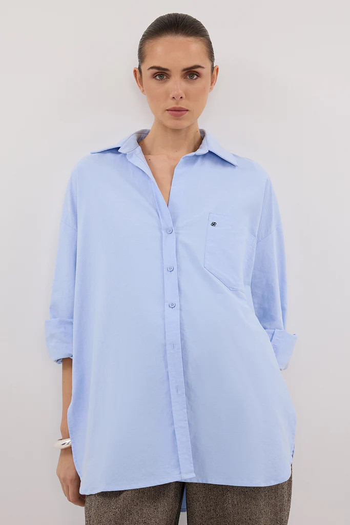 RHEA BLUE OVERSIZED COTTON SHIRT | DISSH