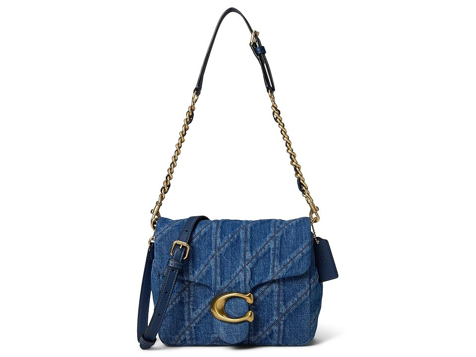COACH Times Square Tabby Shoulder Bag with Quilting Shoulder Women's Handbags Deep Blue, Denim/Leather | Zappos
