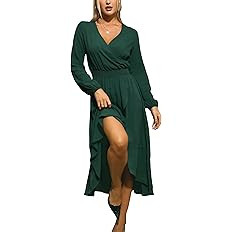 Kormei Womens Short Sleeve Floral High Low V-Neck Flowy Party Long Maxi Dress | Amazon (US)