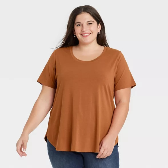 Women's Plus Size Essential Relaxed Scoop Neck T-Shirt - Ava & Viv™ | Target
