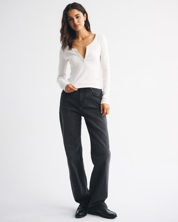 Long-Sleeve Rib Henley | Abercrombie & Fitch (US)
