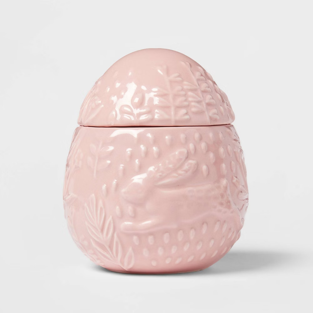 5oz Easter Egg Candle Figural Rose & Birch Water Pink - Threshold | Target