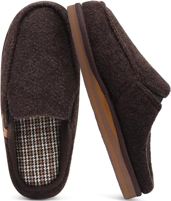 ONCAI Mens Felt Slippers Wool and Cotton-Blend High-Density Memory Foam House Shoes with Indoor a... | Amazon (US)