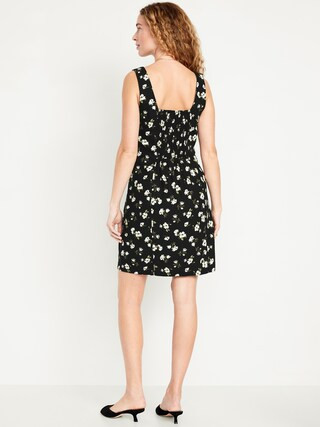 Square-Neck Linen-Blend Floral Mini Dress | Old Navy (US)
