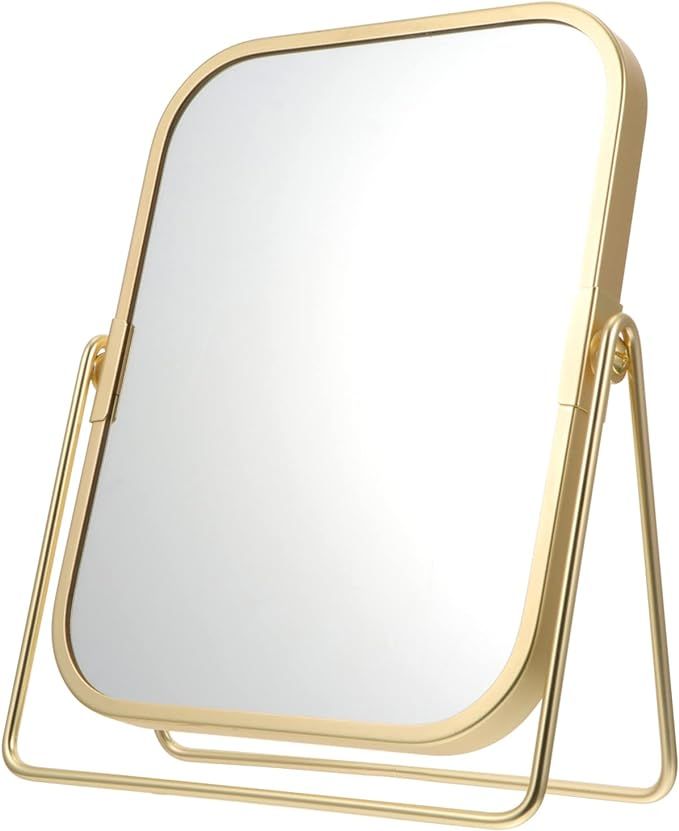 FRCOLOR Desktop Vanity Mirror Gold Desk Mirror Two Sided Mirror Desktop Decor Small Tabletop Mirr... | Amazon (US)