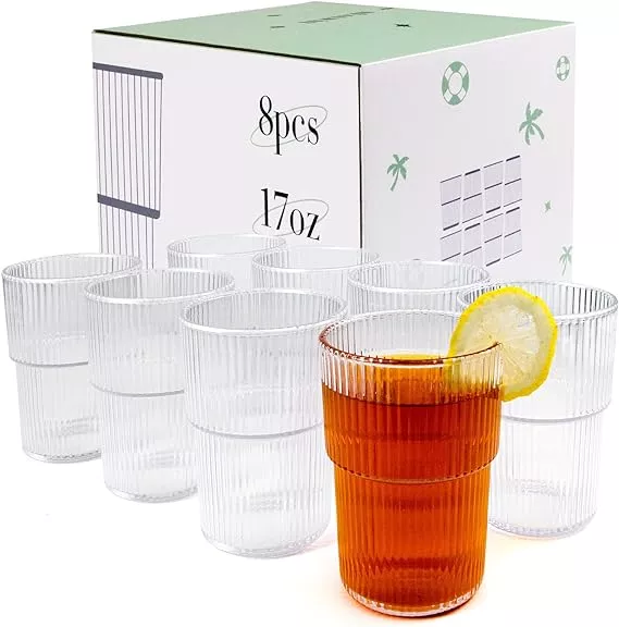 8pcs Plastic Drinking Glasses Tumbler Cups Plastic Cups Reusable Plastic  Glasses