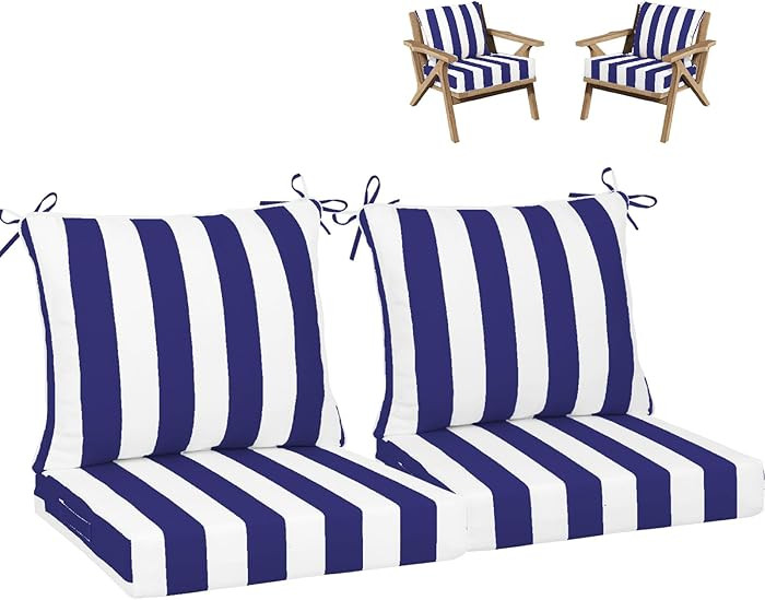 Outdoor Deep Seat Cushion Set, 24x24 in Waterproof Fade Resistant Patio Furniture Cushions,Thicke... | Amazon (US)