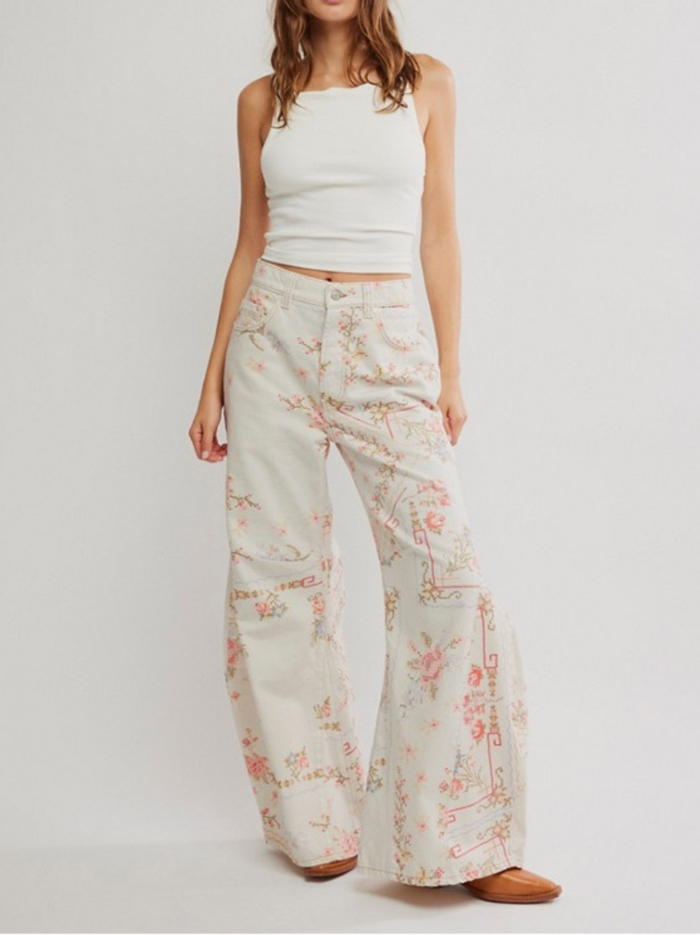 Free People We The Free Eden Printed Wide-Leg Jeans Size 26 | Poshmark
