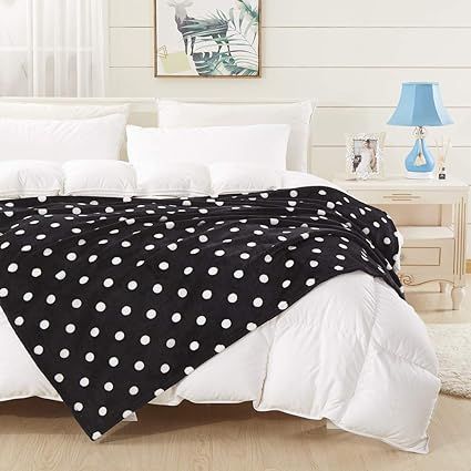 COCOPLAY W Black Throw Blanket, White Polka Dots Flannel Fleece 50×60 Inches, All Season Super L... | Amazon (US)