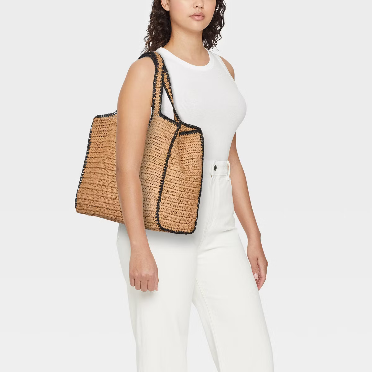 Straw Large Packable Tote Handbag - A New Day™ Beige | Target